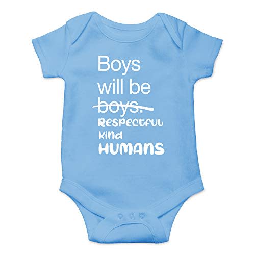Boys Will Be Boys, Respectful Kind Humans - Funny Baby Essentials Bodysuit - Baby Boy Clothes