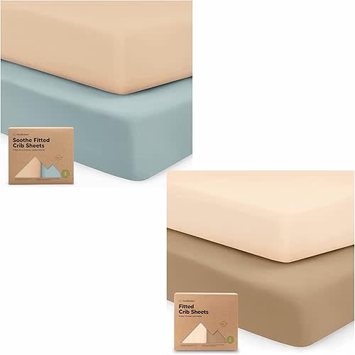 KeaBabies 2-Pack Organic Crib Sheets for Boys, Girls - Jersey Fitted Crib Sheet, Baby Crib Sheets Neutral, Crib Mattress Sheet, Cotton Crib Sheets, Soft Baby Sheets for Crib, Unisex Crib Fitted Sheet
