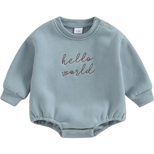 VISGOGO Newborn Infant Baby Boy Girls Oversized Romper Little Dude Sweater Onesie Coming Home Outfit Neutral Clothes