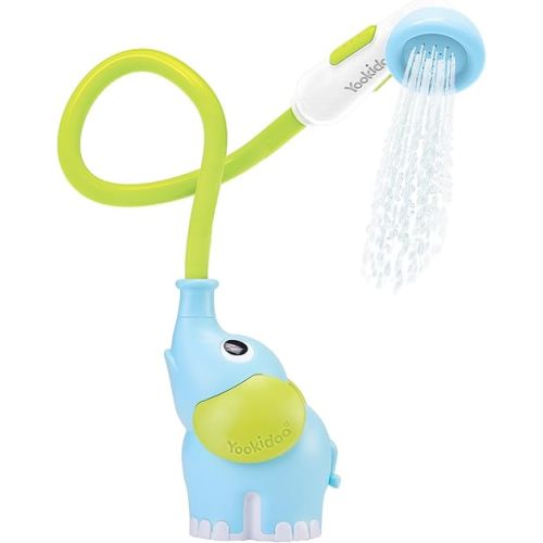 Yookidoo Baby Bath Shower Head - Elephant Water Pump and Trunk Spout Rinser - for Newborn Babies in Tub Or Sink
