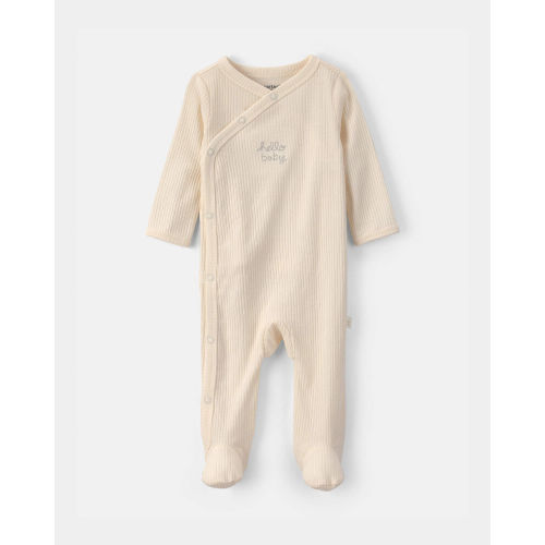 Baby Hello Baby' Cotton Sleeper - Cream | Carter’s Oshkosh Canada