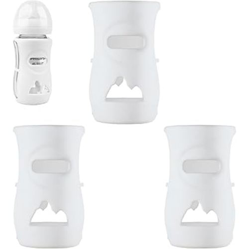 3 Pack Silicone Sleeves for Avent Natural Glass Baby Bottles, Anti Breakage Baby Bottle Holder, Compatible Baby Bottle, BPA Free (8 Ounce)