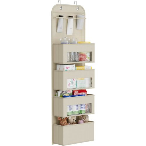 Over The Door Organizer, 4-Shelf Door Hanging Organizer for Nursery, Beige
