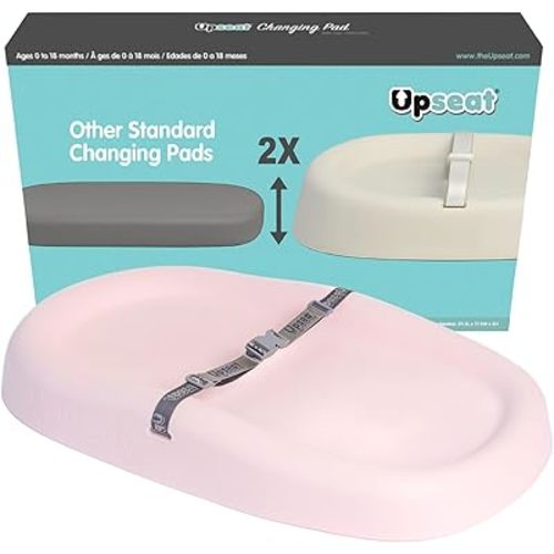 Upseat Baby Changing Pad, Non-Slip Grippy Design, Premium Cushioned Foam, Contoured for Comfort, Waterproof and Easy-to-Clean, Liquid-Resistant (Pink)