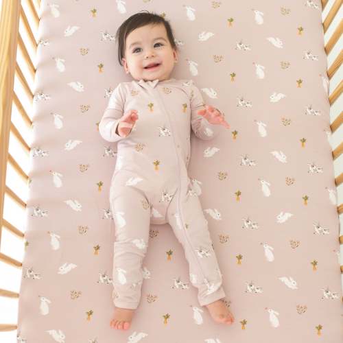Zippered Romper in Blush Rabbit