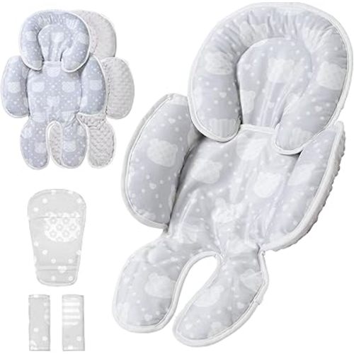Baby Car seat Head Support, 2-in-1 Infant Car Seat Insert for Newborn Girls Boys Extra Soft Baby Support Pillow Cushion for Carseats, Strollers, Swings and Bouncers