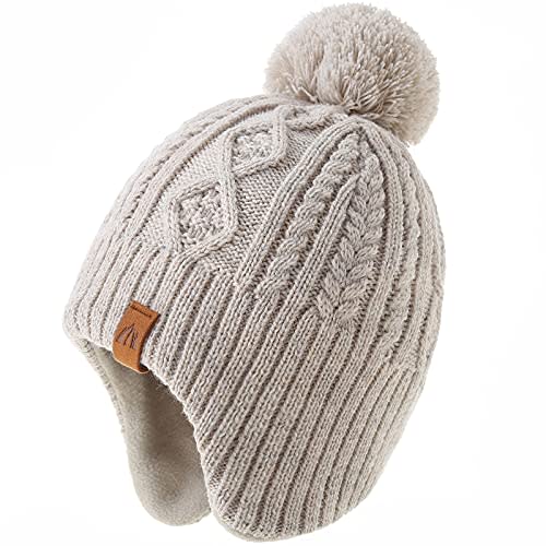 LMLALML Boys Winter Hat Earflap Knitted Beanie for Kids Warm Fleece Lined Thicken Hat for Baby