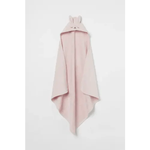 Hooded Bath Towel, Light pink/rabbit