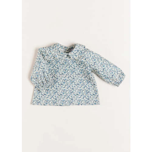 Evelyn Floral Long Sleeve Blouse in Blue