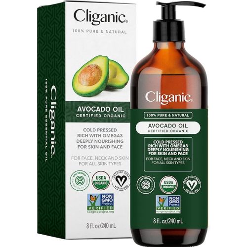 Cliganic Organic Avocado Oil, 100% Pure (8oz) - for Skin & Hair, Nourishing Carrier Oil for Face & Body
