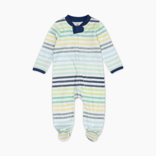 Honest Baby Clothing Organic Cotton Sleep & Play - Rainbow Stripe Blue, 6-9 M