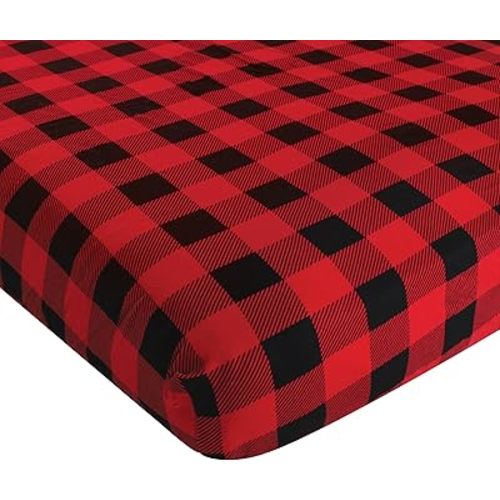 Hudson Baby Unisex Baby Cotton Fitted Crib Sheet, Buffalo Plaid, One Size