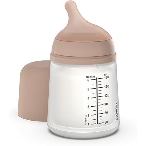 Suavinex Zero Zero Anti Colic Baby Bottle, No 1 Spanish Baby Bottle Brand, Minimizes Bottle Rejection & Nipple Confusion, Perfect for Breastfeeding Babies, Medium Flow, 6 oz, Medium