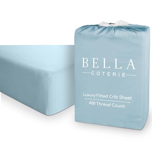 Bella Coterie Luxury Crib Sheet | Organically Grown | 100% Viscose Made from Bamboo | Ultra Soft | Cooling for Better Sleep | Deep Pocket Fitted Sheet for Crib & Toddler Mattress [Coastal Blue]