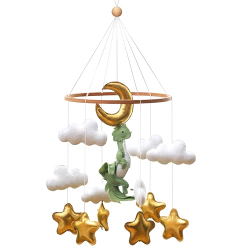 Wenqik Baby Crib Mobile for Nursery Decoration Green Leaf Flower Dragon Mobile for Crib Mobile Forest Green Forest Nursery Decor Nursery Baby Shower Gift for Boys and Girls (Dragon)