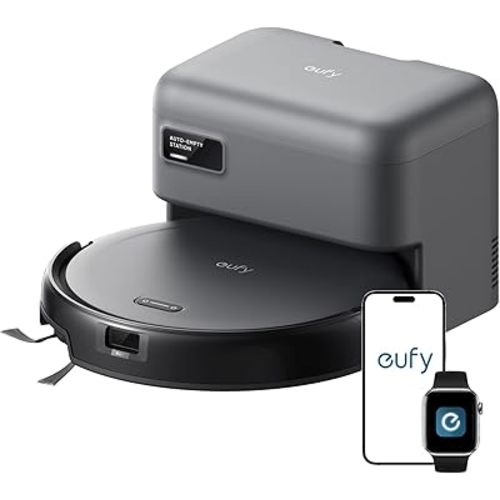 eufy C10 Robot Vacuum Self Emptying, 8 Weeks Hands Free, Advanced Smart Mapping with LiDAR Navigation, 2.85-Inch Slim Design, Powerful Suction, Edge Expansion Brush for Pet Hair, Carpet Detection