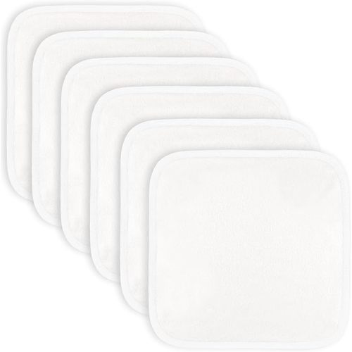 Comfy Cubs Organic Rayon Made from Bamboo Baby Washcloths, 6 Pack, Ultra-Soft Organic Fabric, Gentle on Sensitive Skin for Face and Body, Plush, Super Absorbent for Girls and Boys (White Trim)