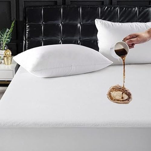 TASTELIFE Queen Mattress Protector Waterproof, Breathable & Noiseless Waterproof Mattress Cover Fitted Deep Pocket from 8" to 21" Mattress, Smooth Washable Queen Bed Protector (Queeen, White)