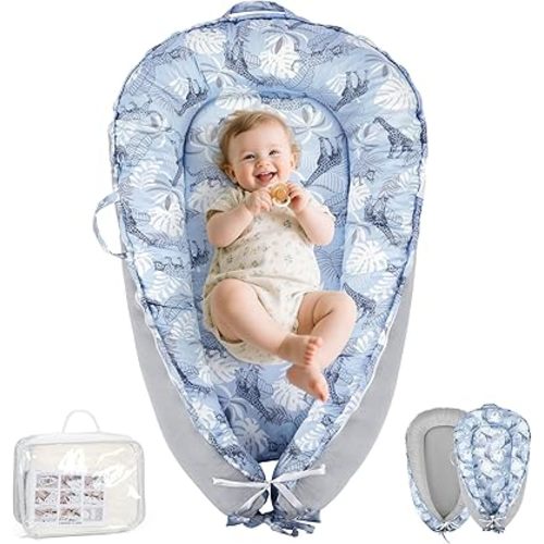360°Embracing Baby Lounger, Snuggle Me Lounger, Breathable & Soft Organic Cotton Baby Lounger for Baby Essentials, Infant Lounger for 0-24 Months for Machine-Washable for Home and Travel