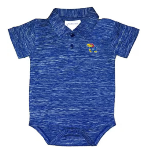 Kansas Jayhawks ROYAL Baby Space Dye Polo Romper - 10190888