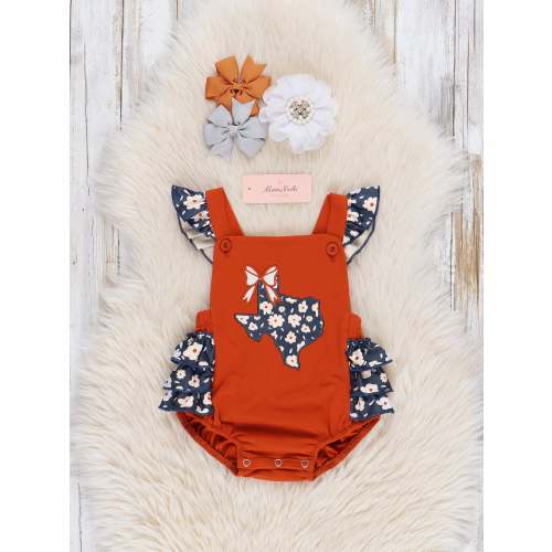 Texas Embroidered Floral Ruffle Bubble