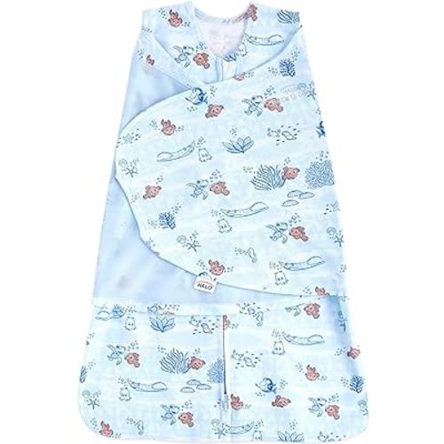 HALO Disney Baby Finding Nemo 100% Cotton Sleepsack Swaddle, 3-Way Adjustable Wearable Blanket, TOG 1.5, Nemo Tie Dye, Small, 3-6 Months
