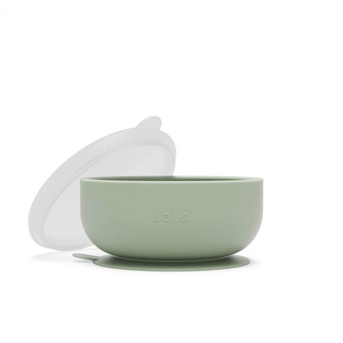 Lalo Silicone Suction Bowl With Lid - Oatmeal
