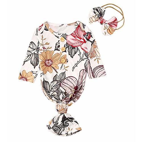 MAINESAKA Newborn Baby Girl Floral Gown Coming Home Outfit Baby Girl Gift