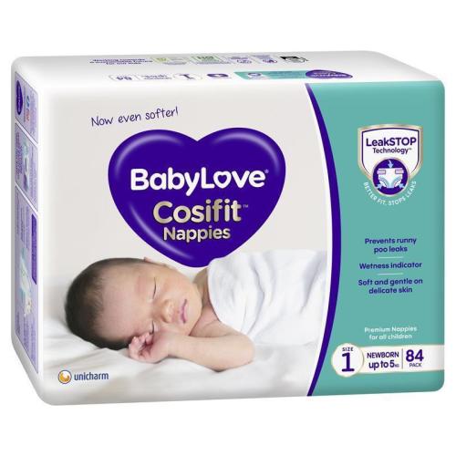 BabyLove Cosifit Newborn Nappies Size 1 (Up To 5kg) 84 Pack