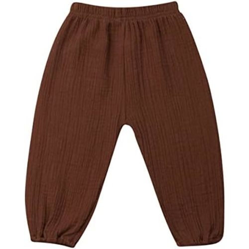 BULINGNA Toddler Kids Baby Boy Girl Cotton Linen Elastic Basic Harem Long Pants Bloomers Casual Joggers