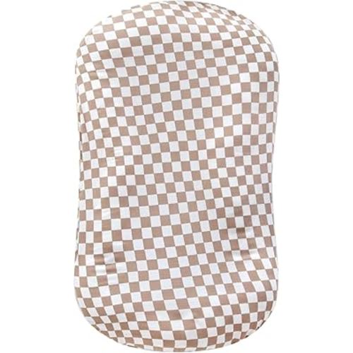LifeTree Muslin Baby Lounger Cover Neutral, Newborn Slipcover Lounger Cover for Boys Girls Infant, Soft 70% Viscose from Bamboo and 30% Cotton, Cover Only, Checkered Pattern