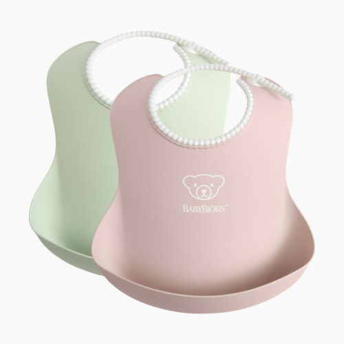 Baby Bib (2 Pack) - Powder Green/Powder Pink