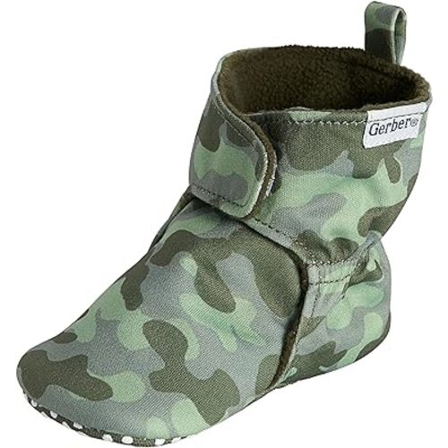 Gerber Unisex-Baby Fleece Lined Wrap Fasten Non Skid Soft Slipper Booties