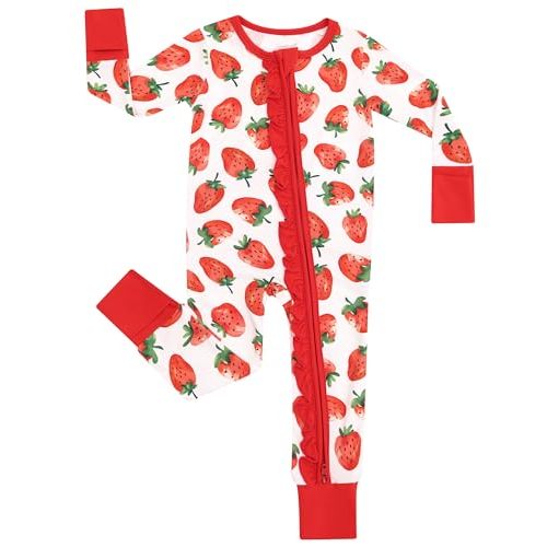 DREAMHALO Baby Girl Romper Long Sleeve Jumpsuit Infant Zipper Outfit Toddler One Piece Clothes, Viscose Made from Bamboo
