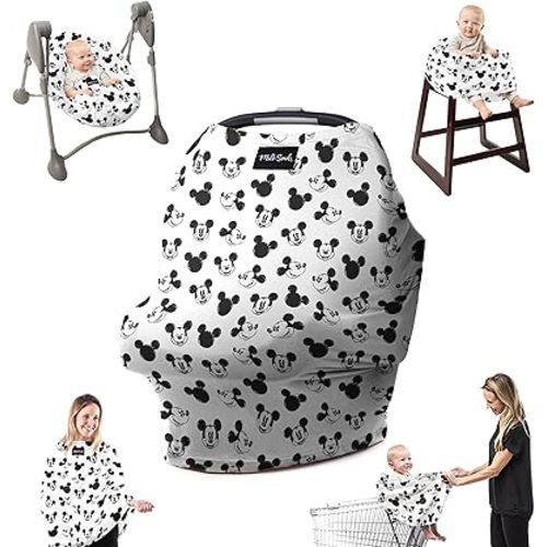 Milk Snob Original Disney 5-in-1 Cover Mickey Mouse Sketch, Privacy for Breastfeeding, Baby Car Seat, Carrier, Stroller, High Chair, Shopping Cart, Lounger Canopy - Newborn Essentials, Nursing Top