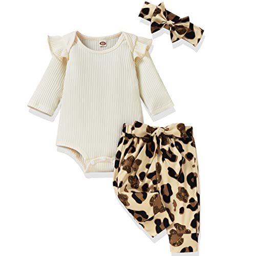 Aalizzwell Preemie Newborn Infant Baby Girls Clothes Ribbed Romper Bodysuit Pants Set Fall Winter Outfits