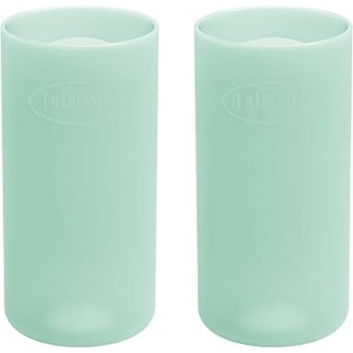 Dr. Brown's Options+ Narrow Glass Bottle Sleeves, 100% Silicone, Mint, BPA-Free, 8 oz, 2-Pack
