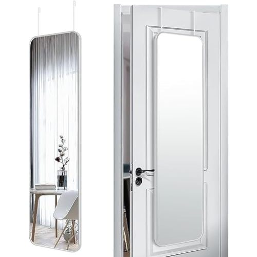 47x14 Mirror Rectangle Full Body Length Door Hanging Wall Mounted Metal Frame Dressing Make-up Mirrors for Entryway Bedroom Bathroom Living Room 47 14 inch Silver