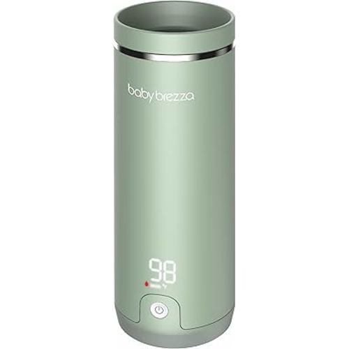 Baby Brezza Portable Warmer – 3X Faster Baby Bottle Warming - Travel Breastmilk and Formula Warmer - Safe, Even Heating - Up to 9oz - No Adapters, Green