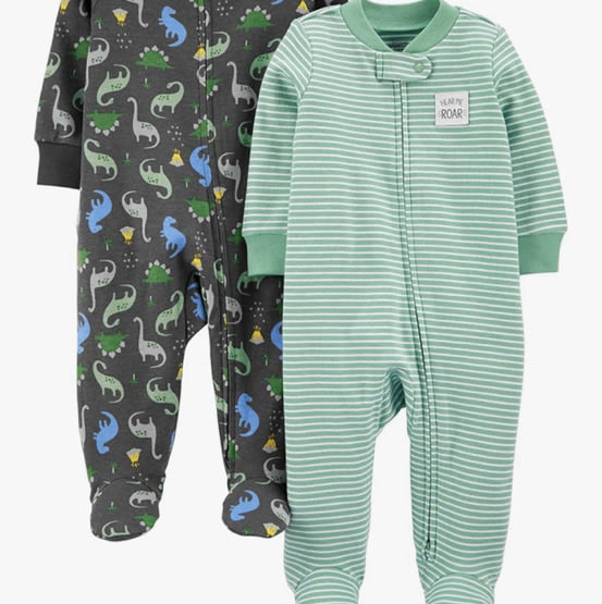Simple Joys by Carter's baby-boys 2-way Zip Thermal Footed Sleep and Play, Pack of 2