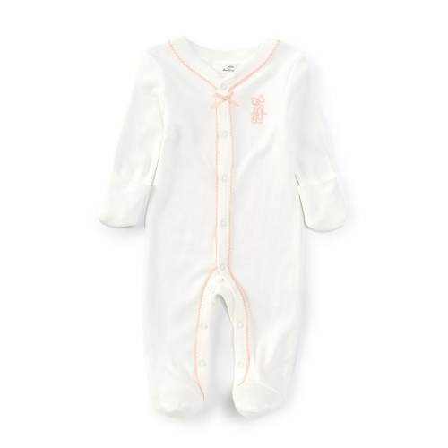 Starting Out Baby Girls Newborn-9 Months Round Neck Long Sleeve Embroidered Ballet Coverall