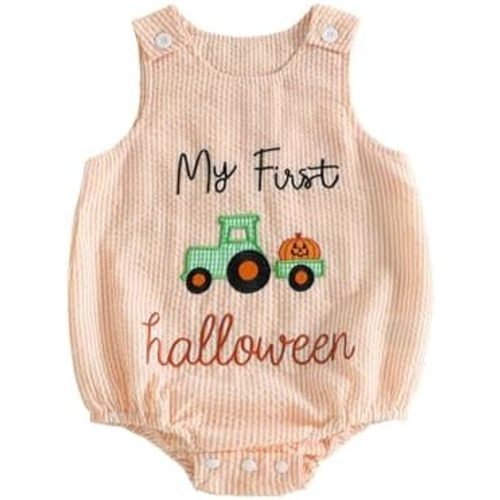 YINGISFITM My First Halloween Baby Boy Outfit Newborn Overalls Tractors Pumpkin Patch Romper Halloween Infant Clothes