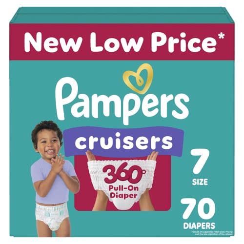 Pampers Diapers - Cruisers 360 - Size 7, 70 Count, Babyproof up to 100% Leakproof Pull-On Diaper