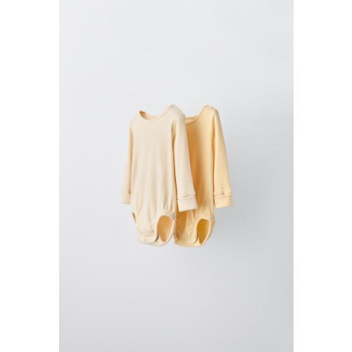 PACK OF TWO ADJUSTABLE RIB BODYSUITS - Yellow | ZARA United States