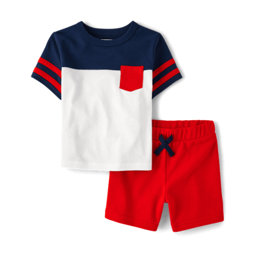 Baby And Toddler Boys Colorblock 2-Piece Outfit Set - Red
