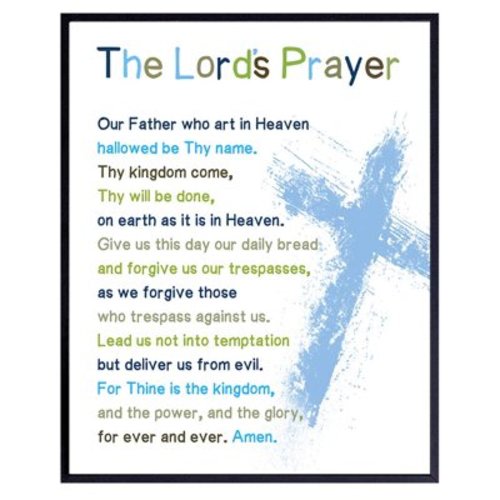 AVOI Lords Prayer Bible Verse Wall Art-Religious Scripture Boys Room Decor for Toddler or Baby Boys Bedroom, Son-Blessed Church Sunday School Kids Decor Unframe: 8x10inch(20x25cm)