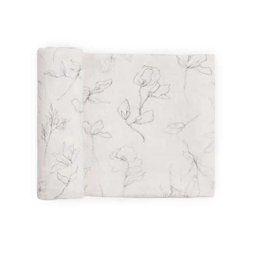 Organic Cotton Muslin Swaddle Blanket - Pencil Floral