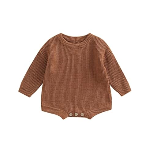 woshilaocai Baby Boy Girl Sweater Oversized Long Sleeve Romper Warm Crewneck Bodysuit Knitted Winter Clothes