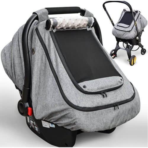 Waterproof Baby Car Seat Cover，YVMVDV Patented Cold Weather Carseat Cover for Babies,Infant Car Seat Cover Canopy for Boy Girls,Windproof Car Seat Canopy for Boys & Girls, Keeps Babies Warm