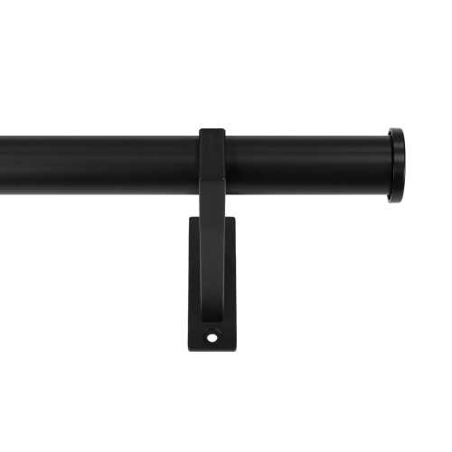 Origin 21 36-in to 72-in Matte Black Iron Single Curtain Rod with Finials